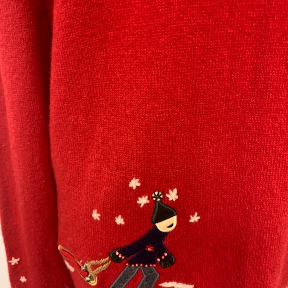Jones New York Sweater Lambswool Appliquéd Winter 90s Snowflakes Womens SZ XL - Picture 5 of 11